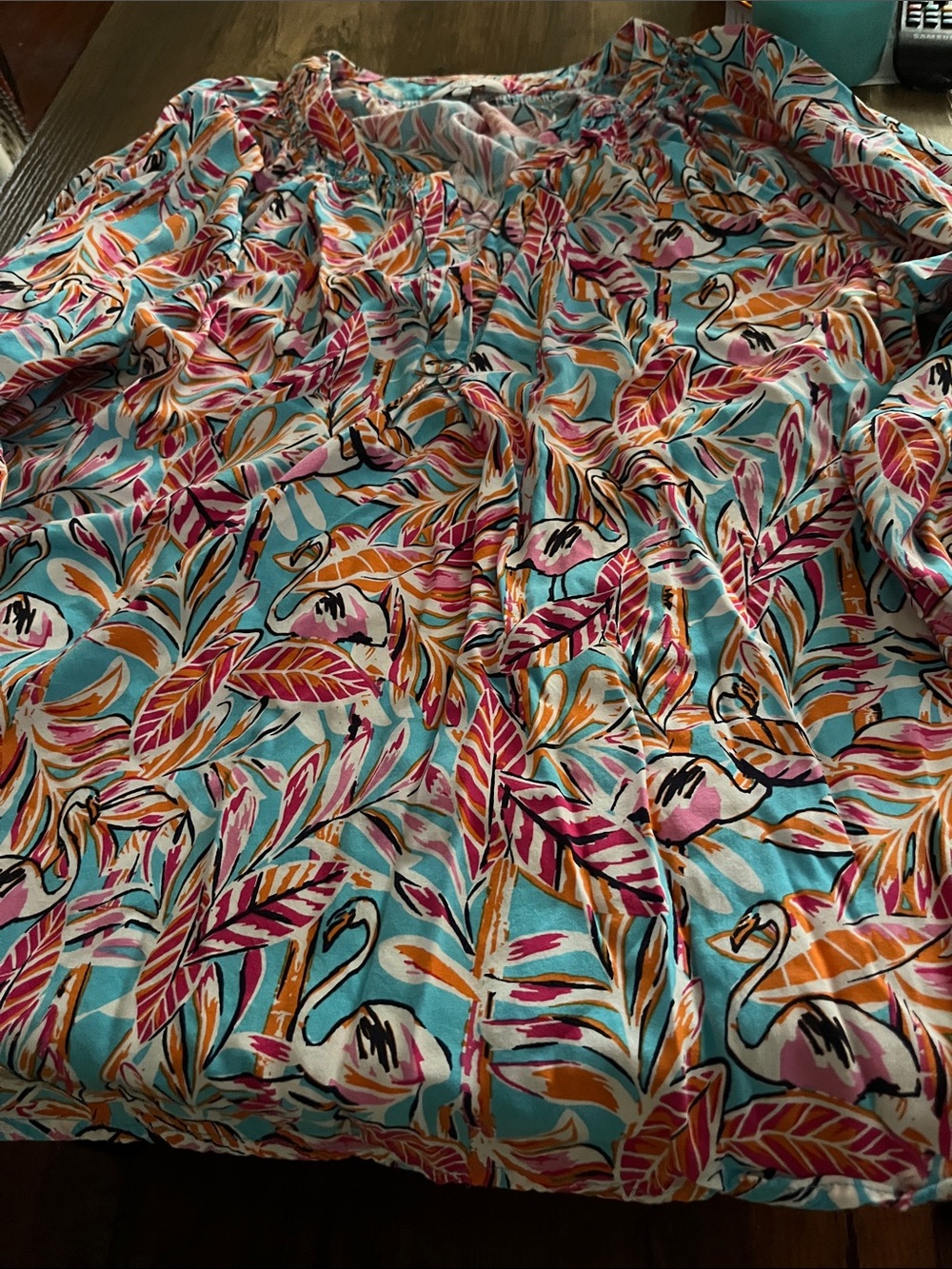 Vibrant Tropical Flamingo Print Turquoise, Pink & Orange